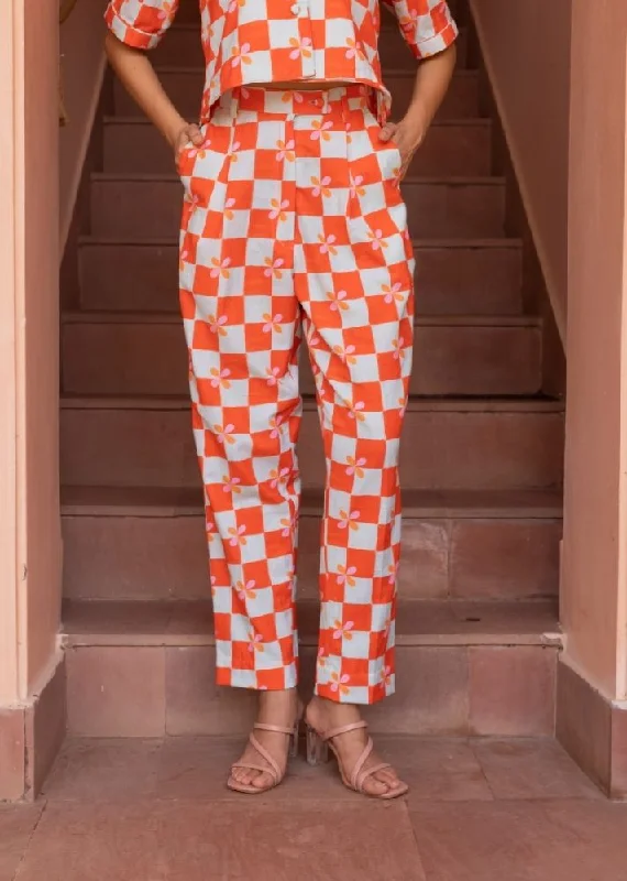 One-Day Only Agua Pants- Peach Checks