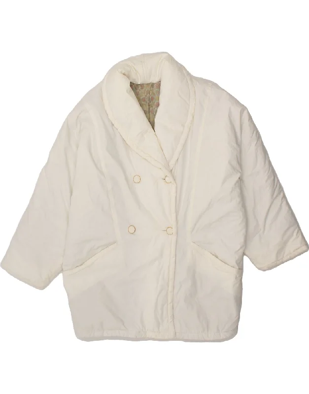 Savings Galore VINTAGE Womens Double Breasted Windbreaker Jacket UK 16 Large White Cotton Savings Galore VINTAGE Womens Double Breasted Windbreaker Jacket UK 16 Large White Cotton