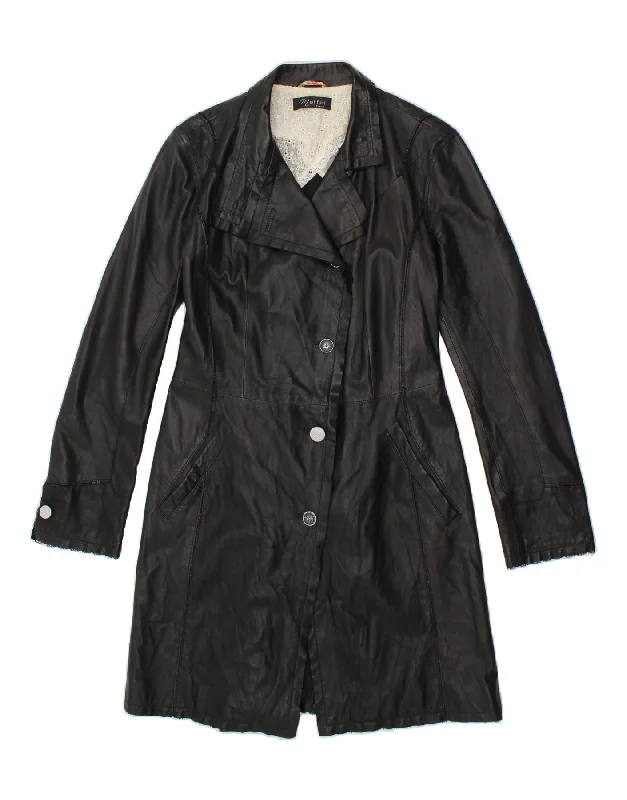 Stock Clearance MAFFEI Womens Leather Coat UK 12 Medium Black Leather