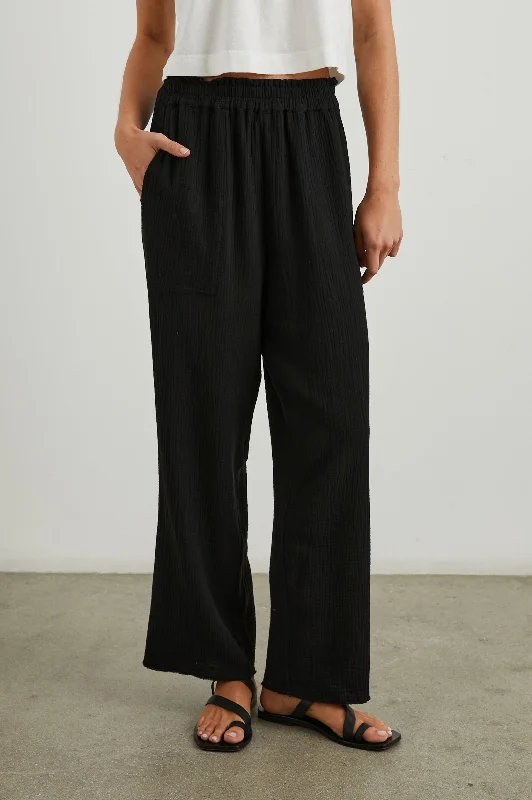 Act Now LEON CROP PANT - BLACK GAUZE