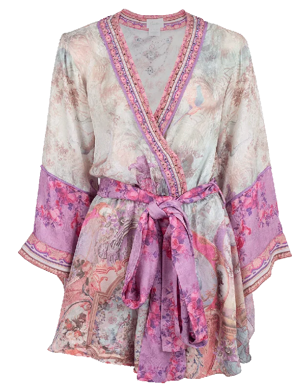 Stock Clearance Kimono Sleeve Belted Playsuit