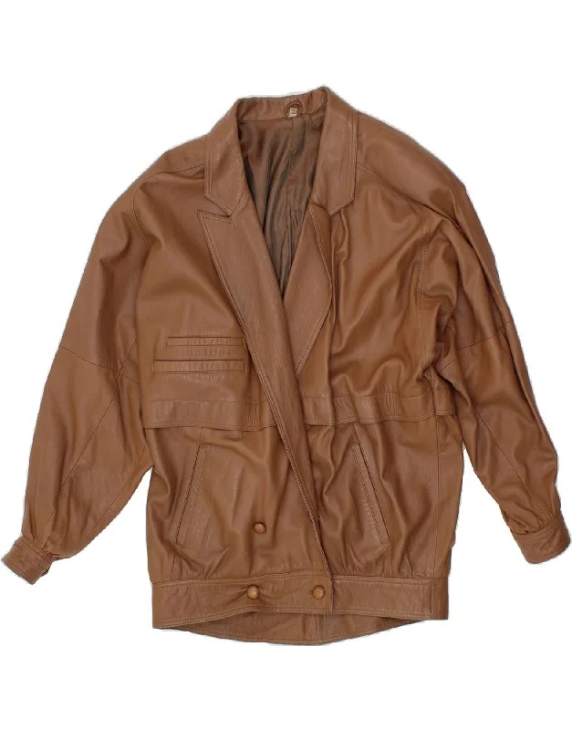 Today Only VINTAGE Womens Leather Jacket EU 36 Small Brown Leather