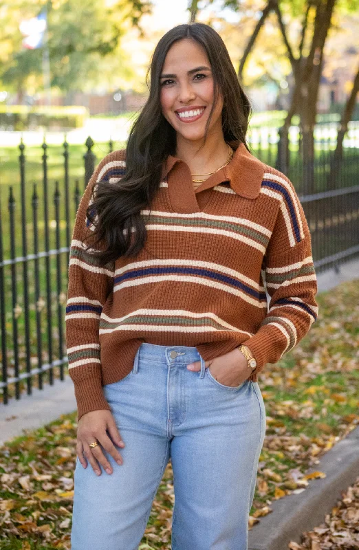 Weekend Discounts to Snag Morning Made Caramel Striped Sweater