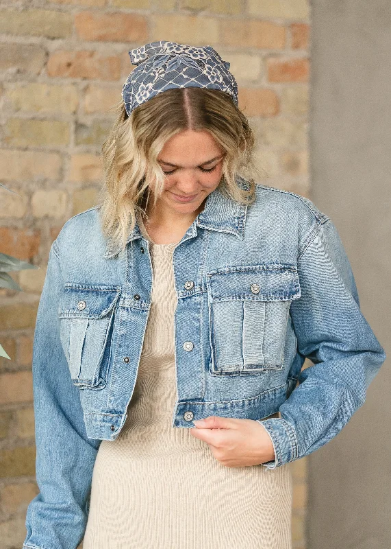 Quick Sale Cropped Cargo Denim Jacket - FINAL SALE