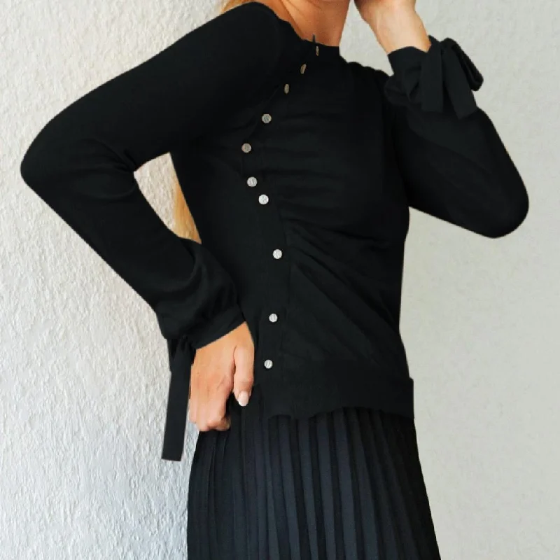 Special Buy Abby Tie Wrist Sweater | Black [Final Sale]