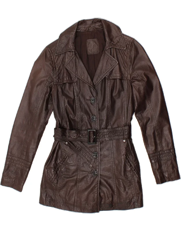 Steals and Deals VINTAGE Womens Leather Coat UK 12 Medium Brown