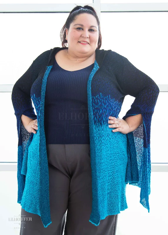 Weekend Bargains Galore Essential Sunset Longline Cardigan - Underworld Blue Ombre