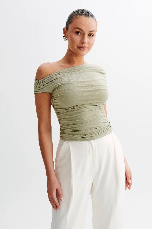 Special Promotion Alayna Slinky Ruched Top - Sage