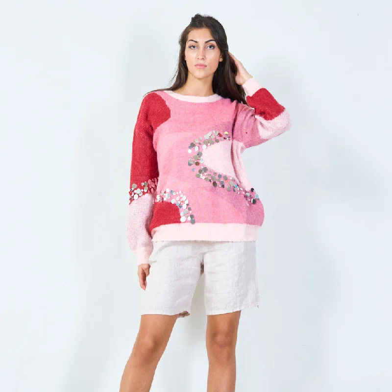 Don’t Miss Out Abstract sequin pattern sweater wholesale