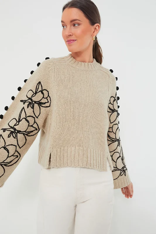 Weekend Deals That Sizzle Stone Black Adele Wool Embroidered Knit