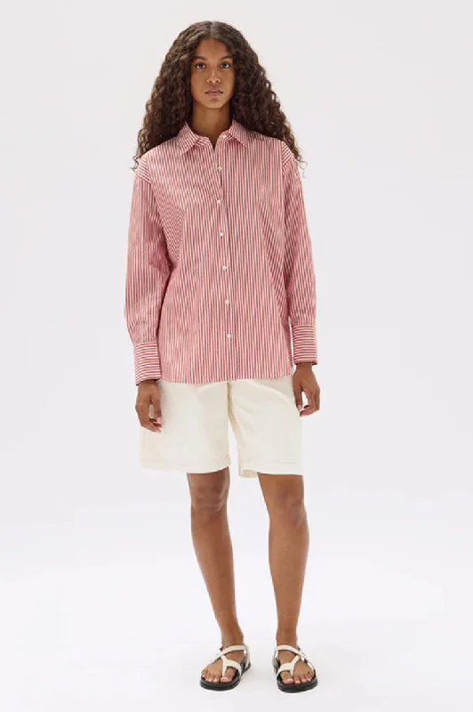 Blowout Sale Assembly Poplin Shirt - Papaya White Stripe