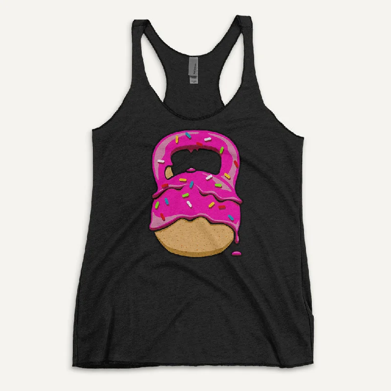 Massive Savings Pink-Glazed Donut With Sprinkles Kettlebell Design Women’s Tank Top