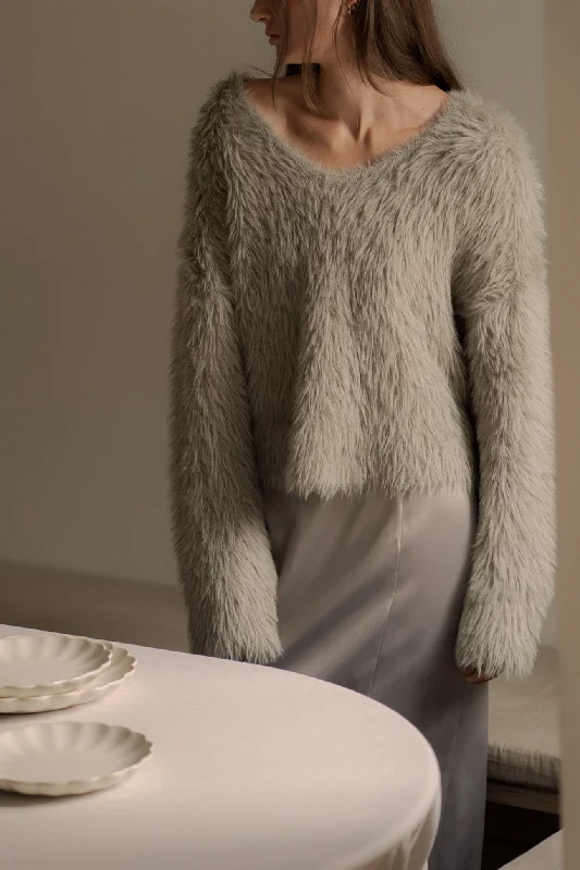 Super Savings FUZZY V-NECK SWEATER