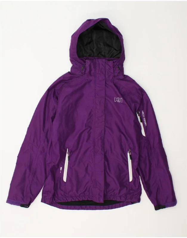 Weekend Specials to Enjoy HELLY HANSEN Womens Hooded Rain Jacket UK 8 Small Purple Polyester