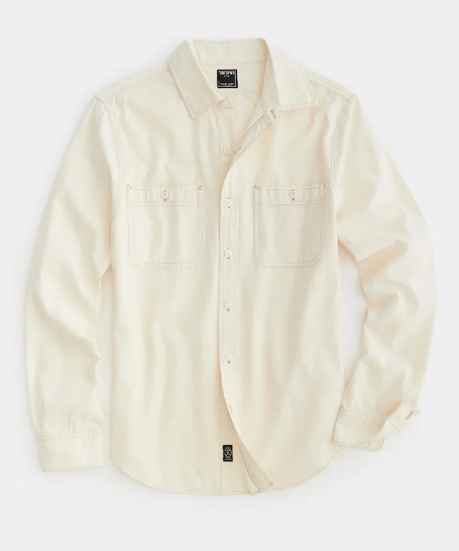 Japanese Chambray Work Shirt in Off White