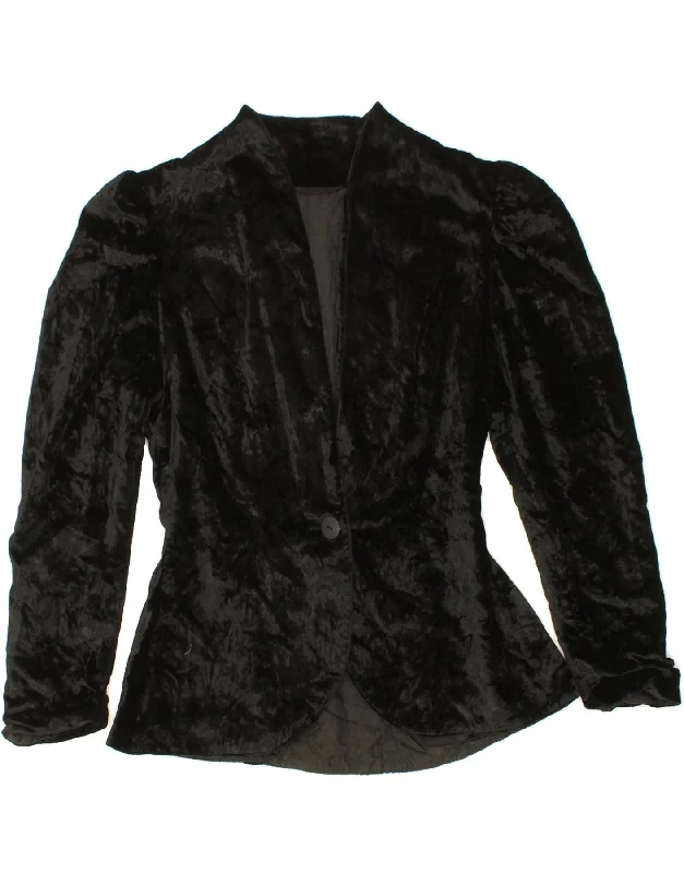 Can't Resist VERA MONT Womens 1 Button Blazer Jacket UK 12 Medium Black Viscose