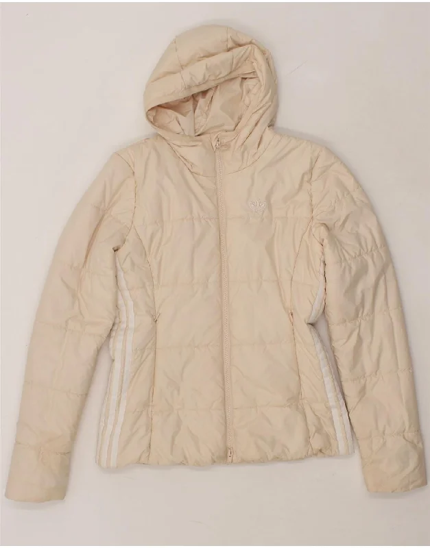 Weekend Discounts to Delight ADIDAS Womens Hooded Padded Jacket UK 8 Small Beige Nylon Weekend Discounts to Delight ADIDAS Womens Hooded Padded Jacket UK 8 Small Beige Nylon