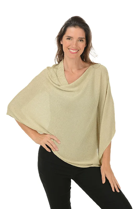 Super Sale Gold Shimmer Bamboo Knit Poncho