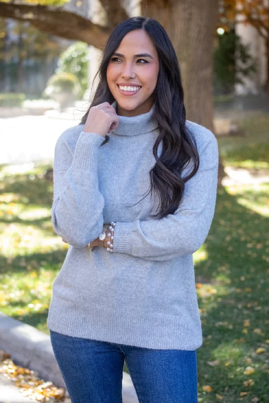 Stock Clearance It's My Perspective Grey Turtle-Neck Sweater