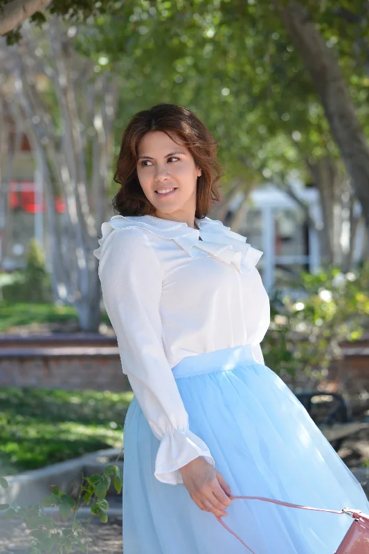 Steals and Deals Suzy White Ruffled Top