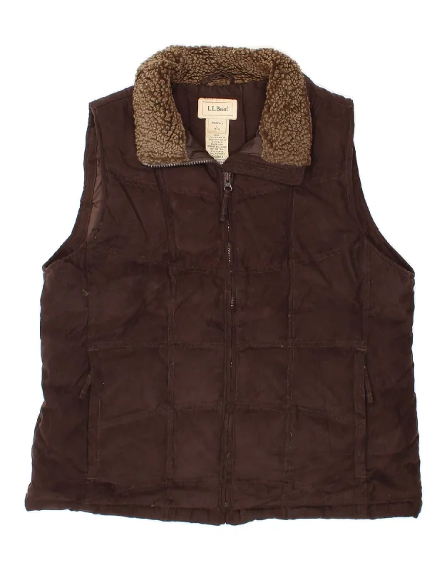 Midnight Sale L.L.BEAN Womens Padded Gilet UK 16 Large Brown Polyester