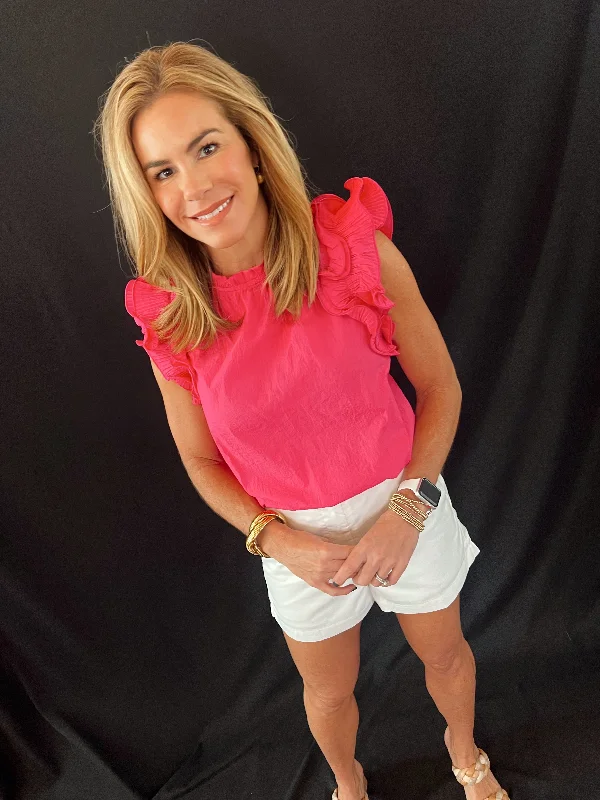 Time-Limited Offer Hanna Ruffle Top | Hot Pink