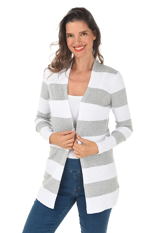 Quick Sale Striped Waffle Knit Cardigan