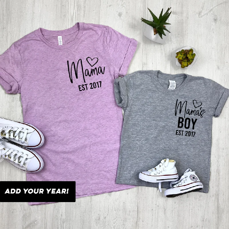 Limited Edition Personalised Mama & Boy Established Mum & Kid Matching Tees (MRK X)