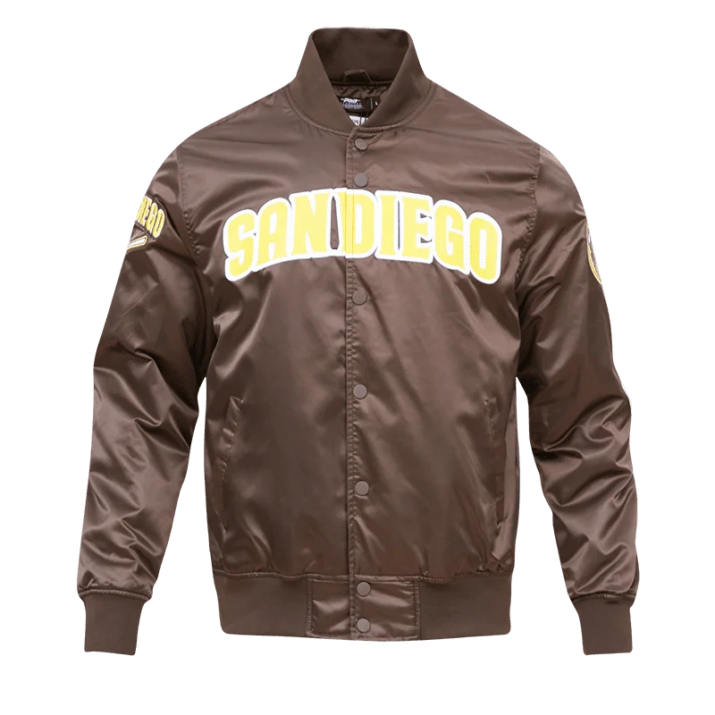 MLB SAN DIEGO PADRES TEAM BIG LOGO MEN'S SATIN JACKET (BROWN)