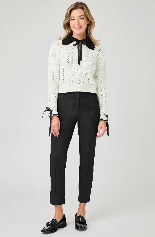 Crazy Savings Knitted Sweater with Contrasting Trim & Collar