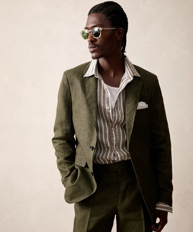 Italian Linen Sutton Jacket in Olive