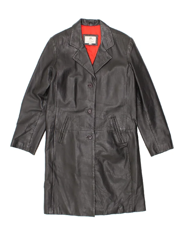 Price Blitz PAUL BERMAN Womens Leather Coat UK 14 Medium Black Leather