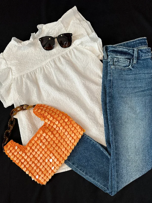 Shop and Save Janice Flutter Sleeve Top | White