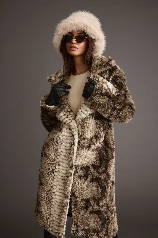 Weekend Discounts to Delight Vivienne Grey Snake Faux Fur Jacket
