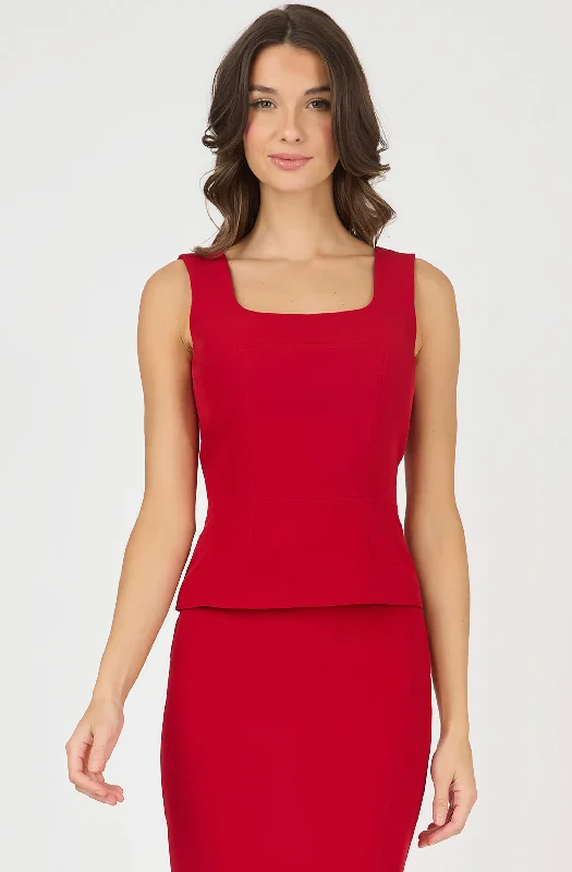 Price Reduction Sleeveless Peplum Top with Back Zipper
