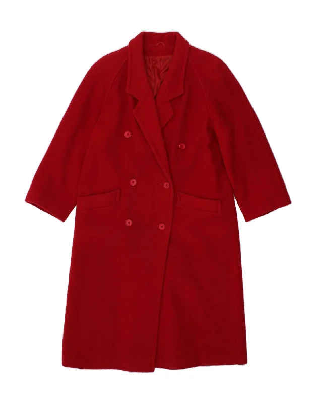 Major Deal ESSENTIALS Womens Double Breasted Coat UK 12 Medium Red Virgin Wool