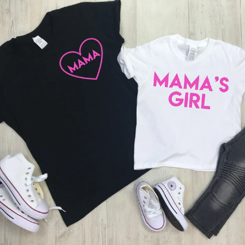 Weekend Savings Bonanza Mama & Mama's Girl Mum & Kid Matching Tees Black/White Neon Pink (MRK X)