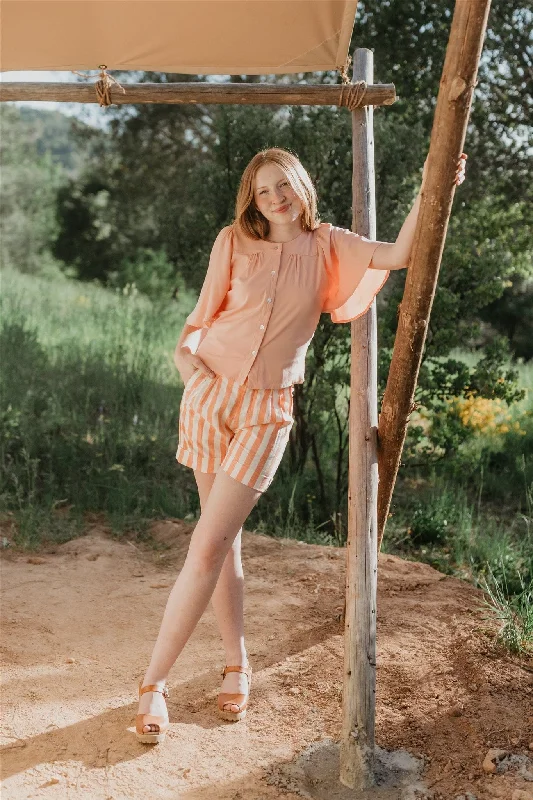Weekend Offers That Dazzle Flutter Top in Pink Blush Challis