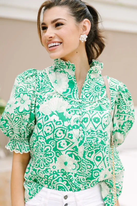 Shop Now Keep It Up Green Floral Blouse