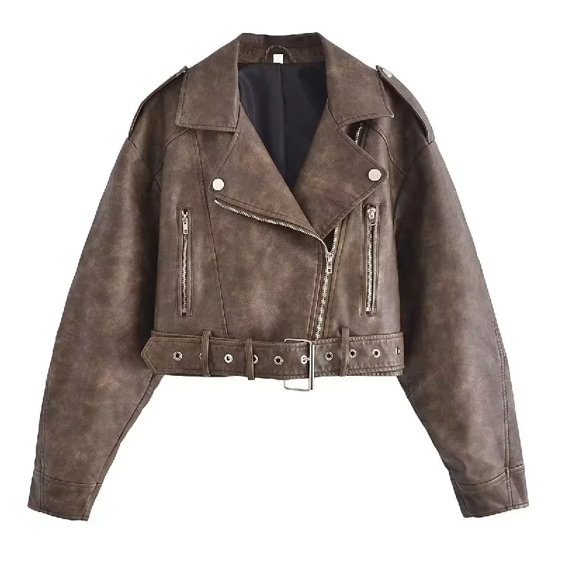 Steals and Deals Women's Washable Gradient Leather Jacket