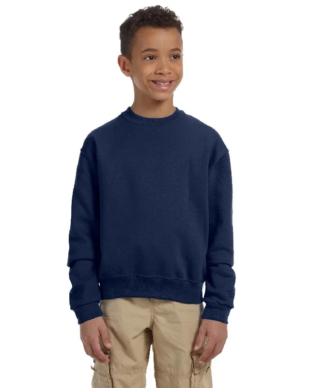 Jerzees Youth Light-Weight Crewneck Sweatshirt | J Navy