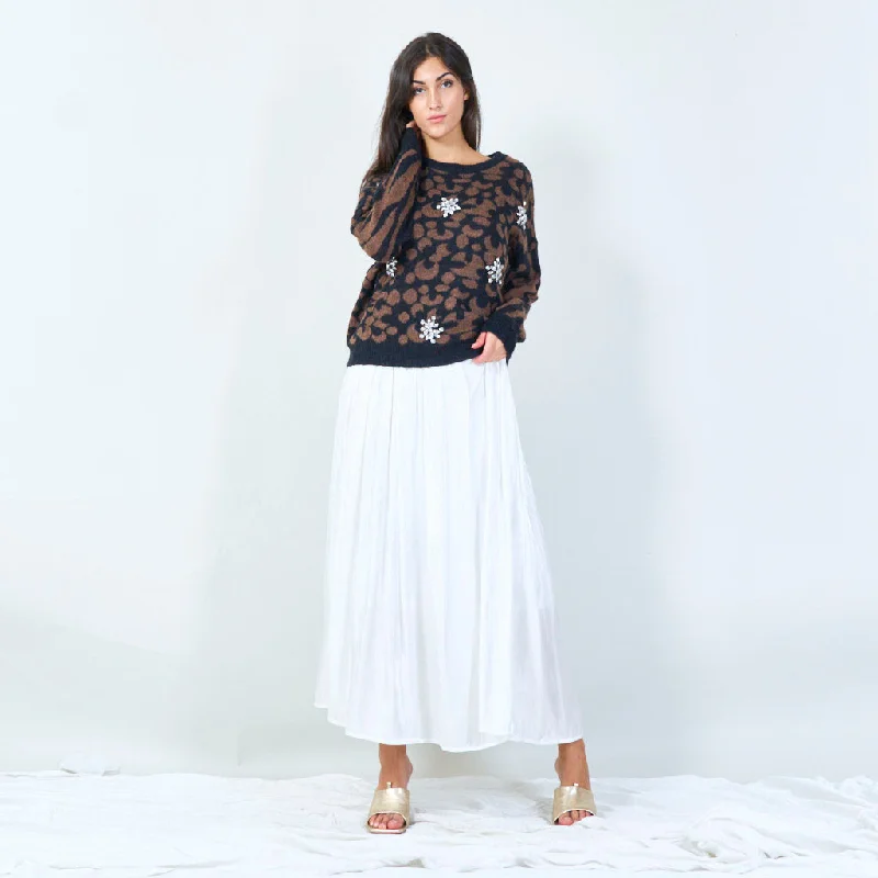 Final Clearance Animal print embellished knit sweater wholesale