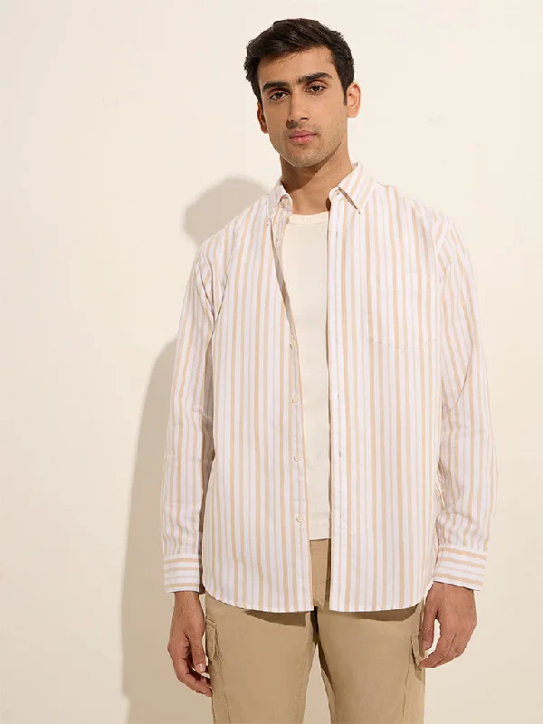 WES Casuals Multicolour Striped Relaxed-Fit Cotton Shirt