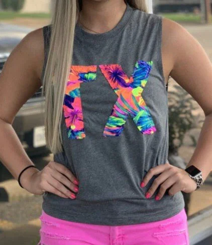 Incredible Offers State Abbreviation tank with tropical fabric