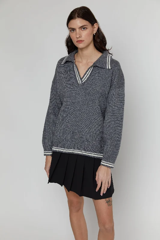 Sale Event CONTRAST TRIM COLLARED SWEATER