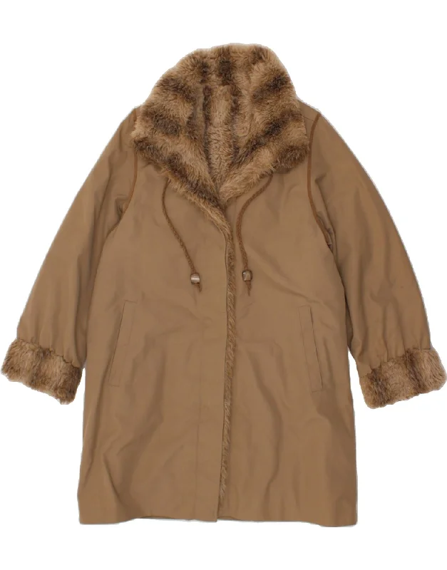 Price Fest NINO Womens Overcoat UK 14 Medium Brown Polyester