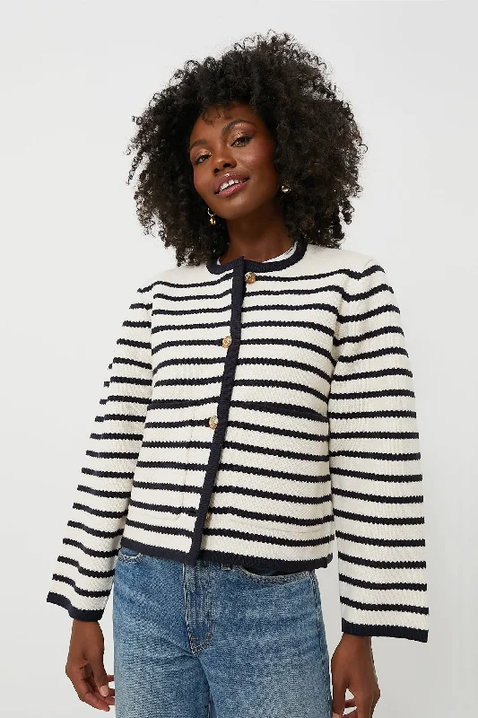 Weekend Savings Spree Navy Striped Cardigan
