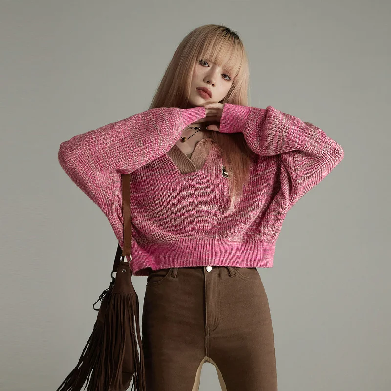 Year-End Sale Noe Collar Crop Knit Sweater