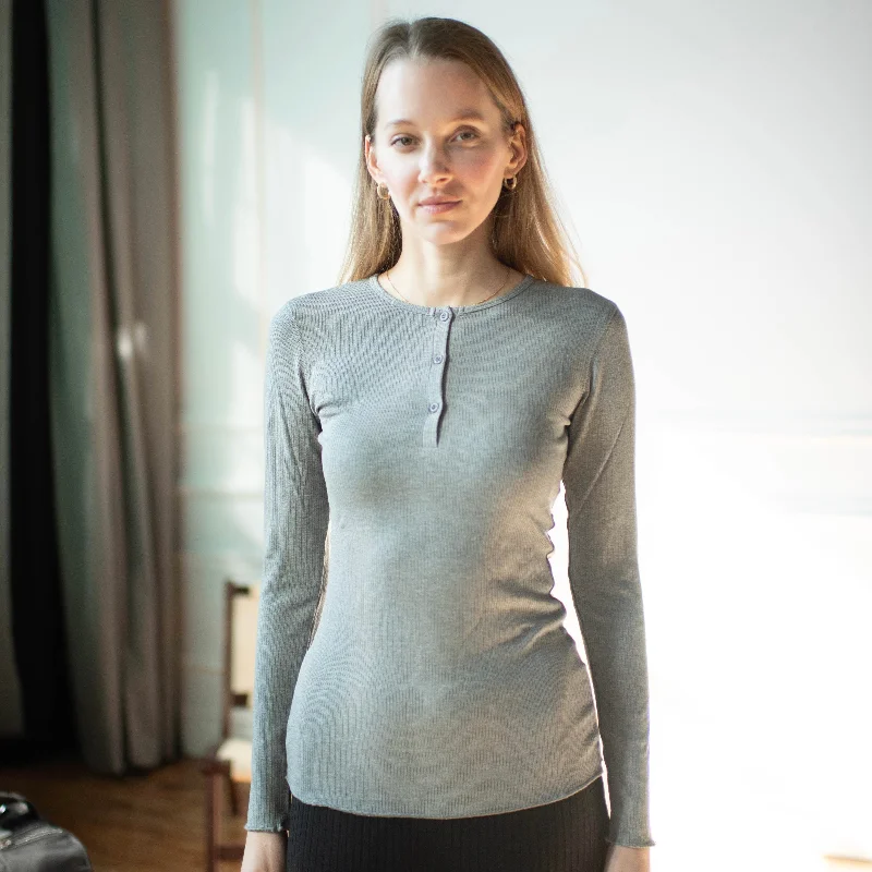 Weekend Deals That Excite Ribbed Henley Tee | Dark Grey [Final Sale]