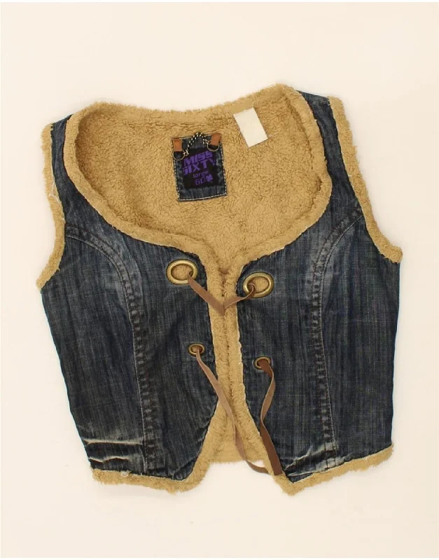 Savings Galore MISS SIXTY Womens Denim Sherpa Gilet UK 14 Large Blue